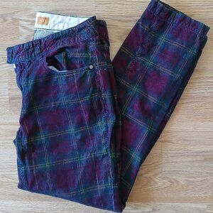 Anthropologie Pilcro Hyphen Plaid Corduroy Pants Size 28